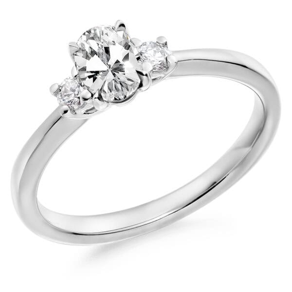Oval Cut Trilogy Diamond Engagement Ring