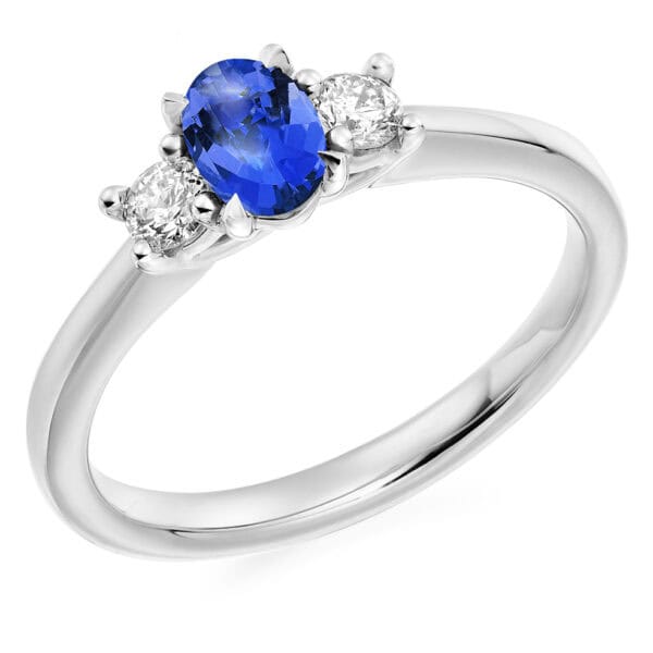 Tanzanite and Diamond Oval Cut Trilogy Engagement Ring