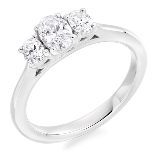 Oval Cut Trilogy Diamond Engagement Ring
