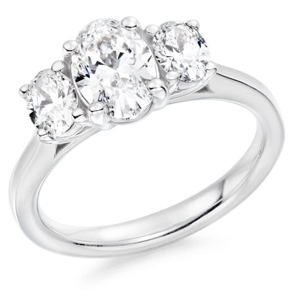 Oval Cut Trilogy Diamond Engagement Ring