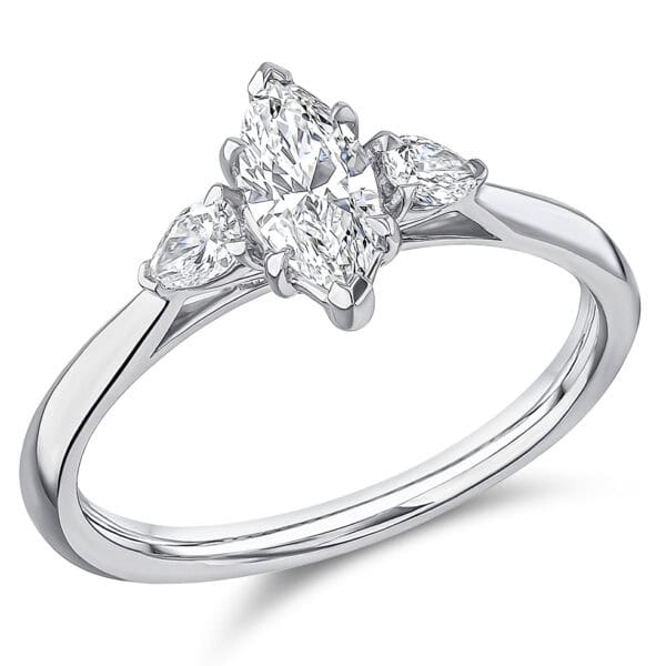 Marquise Cut Trilogy Diamond Engagement Ring