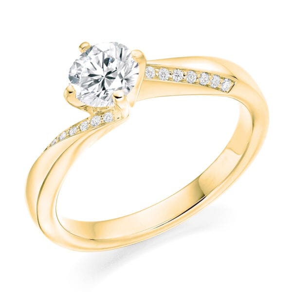 Round Brilliant Solitaire 0.75ct Diamond Engagement Ring with Diamond Set Shoulders - Image 2