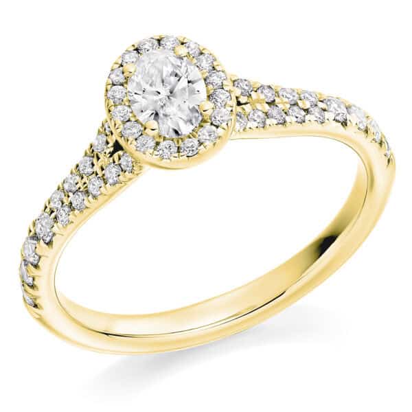 Oval Cut Halo 0.25ct Diamond Engagement Ring with Diamond Set Shoulders - Image 2