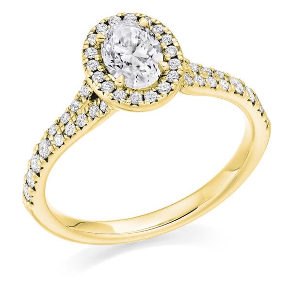 Oval Cut Halo 0.5ct Diamond Engagement Ring with Diamond Set Shoulders - Image 2