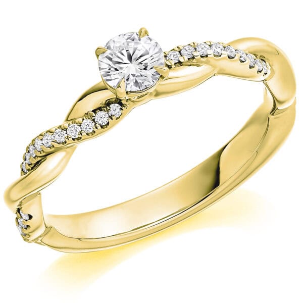 Round Brilliant Solitaire 0.25ct Diamond Engagement Ring with Diamond Set Shoulders - Image 2
