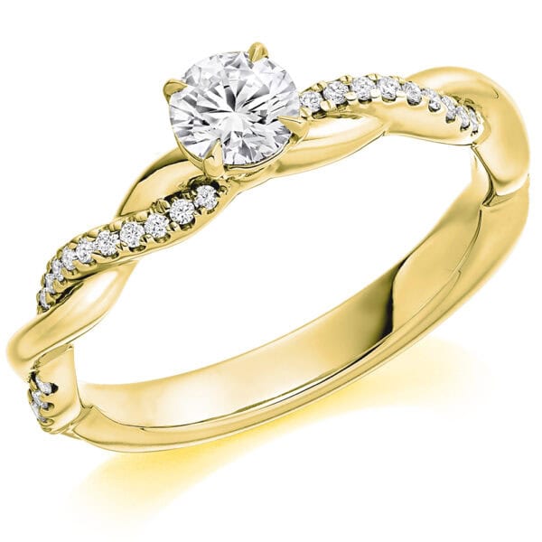 Round Brilliant Solitaire 0.33ct Diamond Engagement Ring with Diamond Set Shoulders - Image 2