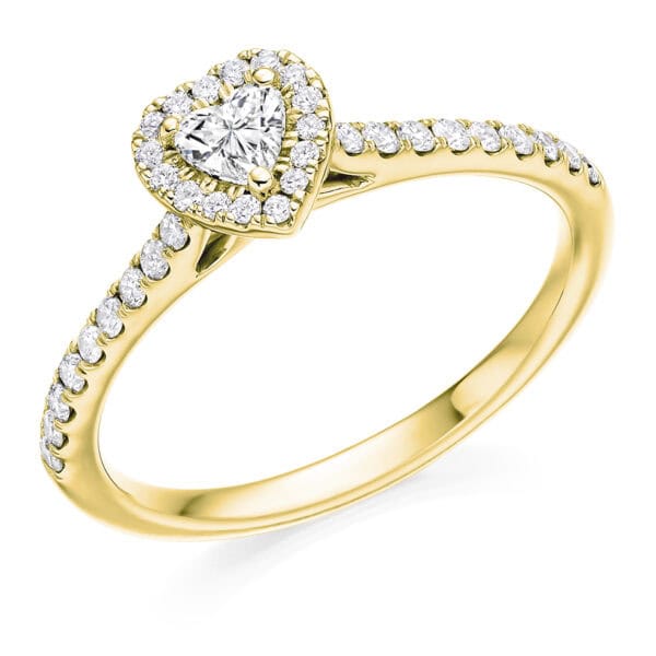Heart Cut Halo 0.15ct Diamond Engagement Ring with Diamond Set Shoulders - Image 2