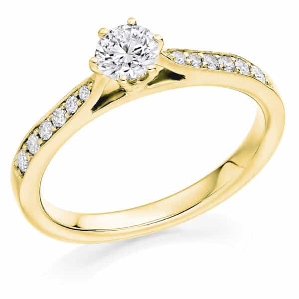 Round Brilliant Solitaire 0.33ct Diamond Engagement Ring with Diamond Set Shoulders - Image 2