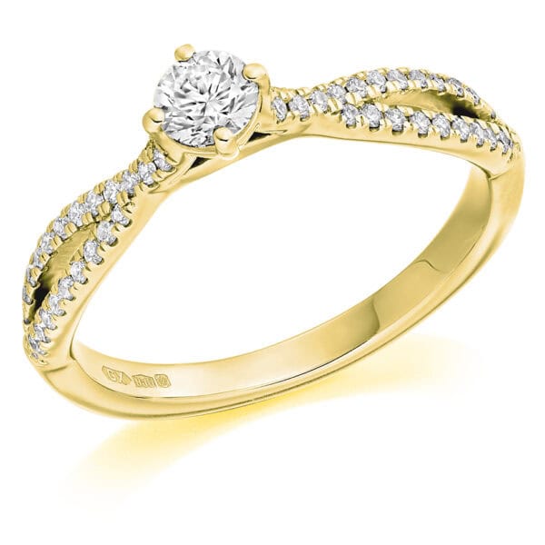 Round Brilliant Solitaire 0.25ct Diamond Engagement Ring with Diamond Set Shoulders - Image 2
