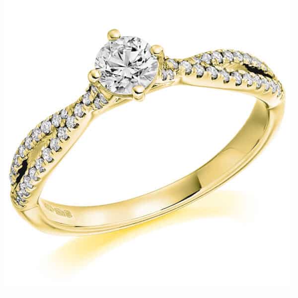 Round Brilliant Solitaire 0.33ct Diamond Engagement Ring with Diamond Set Shoulders - Image 2