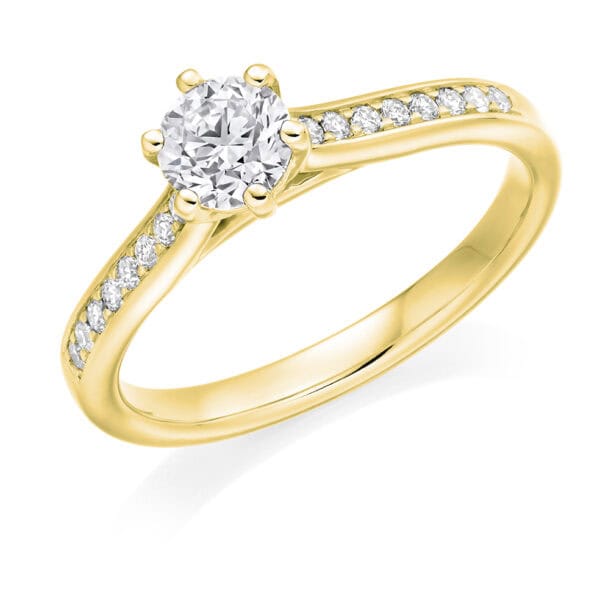 Round Brilliant Solitaire 0.33ct Diamond Engagement Ring with Diamond Set Shoulders - Image 2