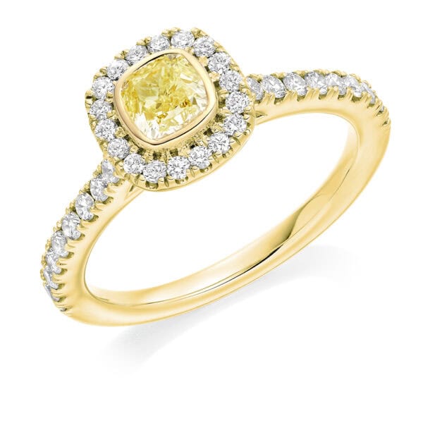 Cushion Cut Halo 0.5ct Diamond Engagement Ring with Diamond Set Shoulders - Image 2