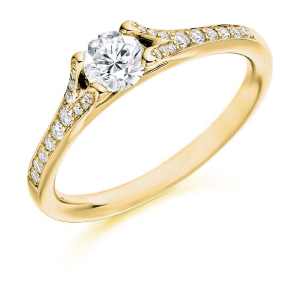 Round Brilliant Solitaire 0.33ct Diamond Engagement Ring with Diamond Set Shoulders - Image 2
