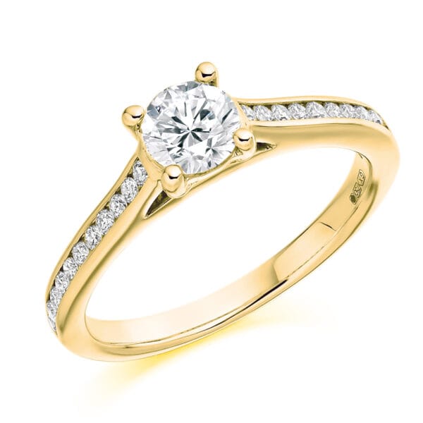 Round Brilliant Solitaire 0.25ct Diamond Engagement Ring with Diamond Set Shoulders - Image 2