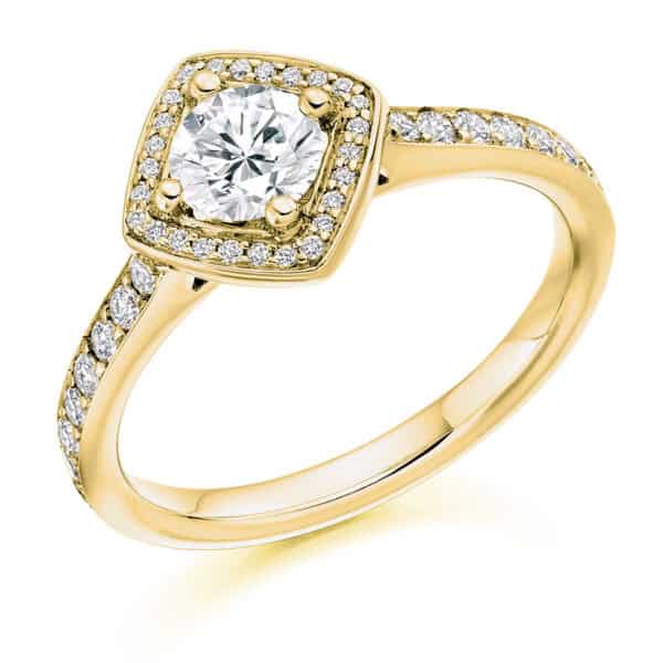 Round Brilliant Halo 0.33ct Diamond Engagement Ring with Diamond Set Shoulders - Image 2