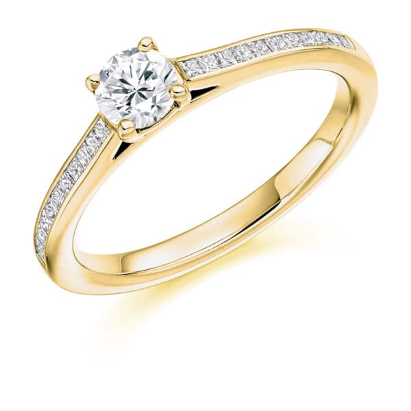Round Brilliant Solitaire 0.33ct Diamond Engagement Ring with Diamond Set Shoulders - Image 2