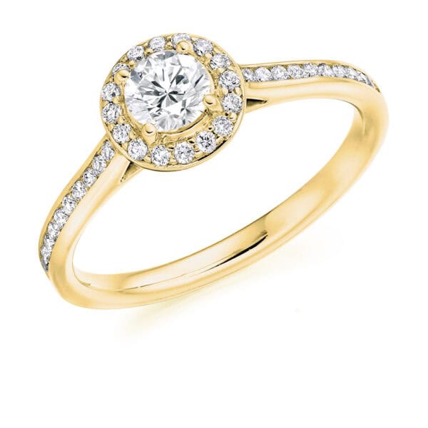 Round Brilliant Halo 0.33ct Diamond Engagement Ring with Diamond Set Shoulders - Image 2