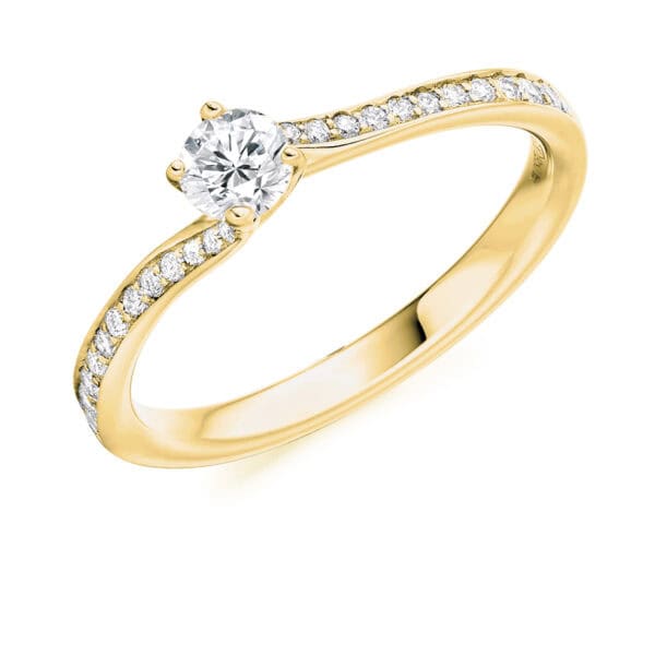 Round Brilliant Solitaire 0.33ct Diamond Engagement Ring with Diamond Set Shoulders - Image 2