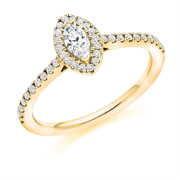 Marquise Cut Halo 0.25ct Diamond Engagement Ring with Diamond Set Shoulders - Image 2
