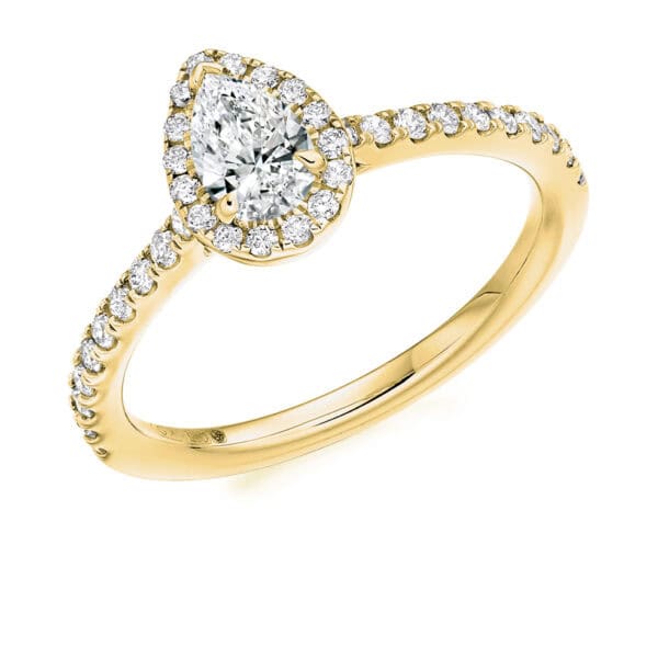 Pear Cut Halo 0.33ct Diamond Engagement Ring with Diamond Set Shoulders - Image 2