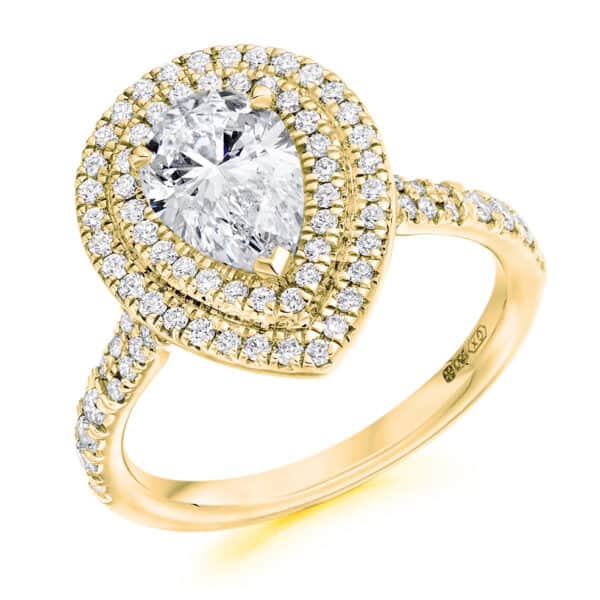 Pear Cut Halo 1ct Diamond Engagement Ring with Diamond Set Shoulders - Image 2