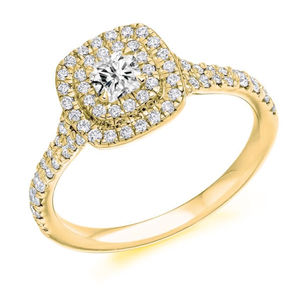 Cushion Cut Halo 0.33ct Diamond Engagement Ring with Diamond Set Shoulders - Image 2