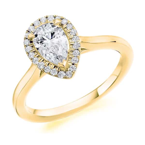 Pear Cut Halo 1ct Diamond Engagement Ring - Image 2