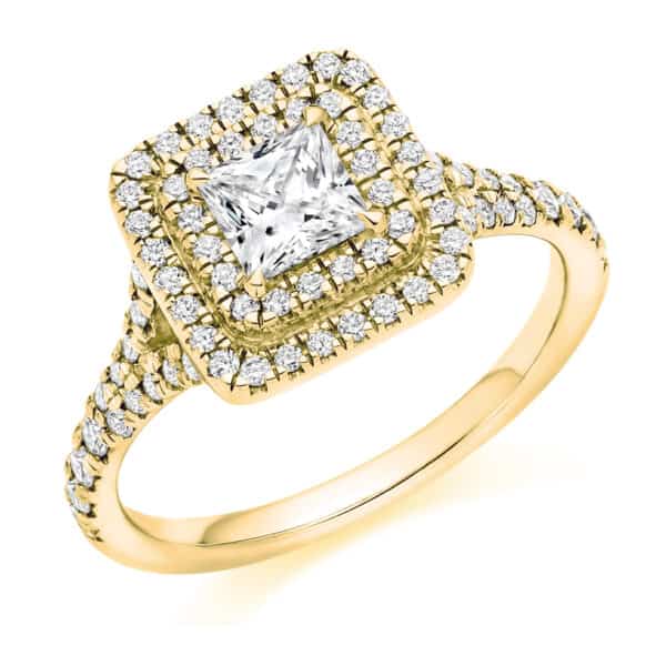 Princess Cut Halo 0.5ct Diamond Engagement Ring with Diamond Set Shoulders - Image 2