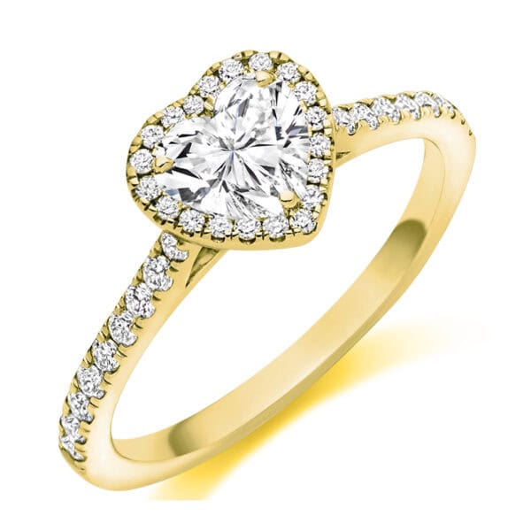 Heart Cut Halo 0.5ct Diamond Engagement Ring with Diamond Set Shoulders - Image 2