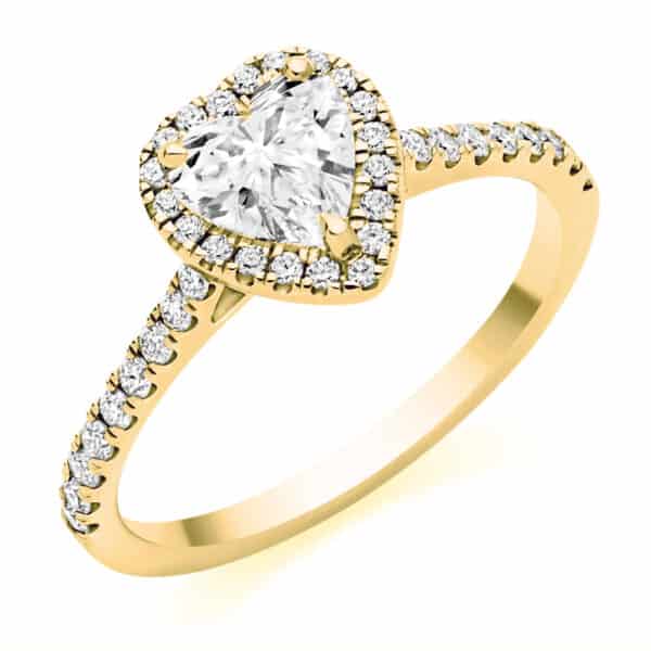 Heart Cut Halo 0.75ct Diamond Engagement Ring with Diamond Set Shoulders - Image 2