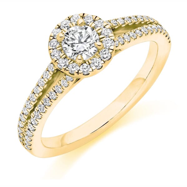 Round Brilliant Halo 0.33ct Diamond Engagement Ring with Diamond Set Shoulders - Image 2