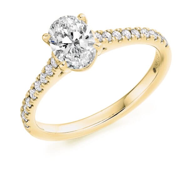 Oval Cut Solitaire 1ct Diamond Engagement Ring with Diamond Set Shoulders - Image 2
