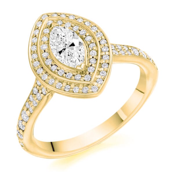 Marquise Cut Halo 0.5ct Diamond Engagement Ring with Diamond Set Shoulders - Image 2