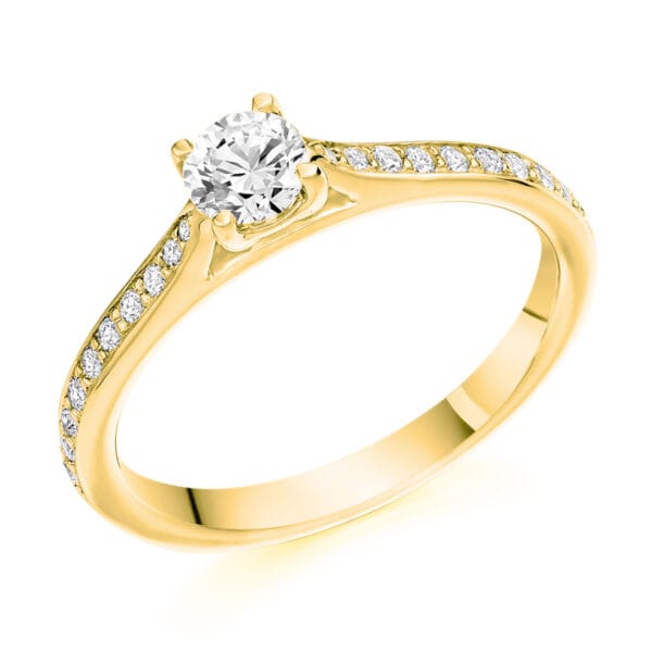 Round Brilliant Solitaire 0.33ct Diamond Engagement Ring with Diamond Set Shoulders - Image 2