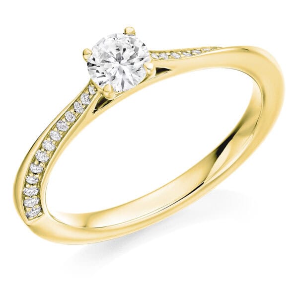 Round Brilliant Solitaire 0.33ct Diamond Engagement Ring with Diamond Set Shoulders - Image 2