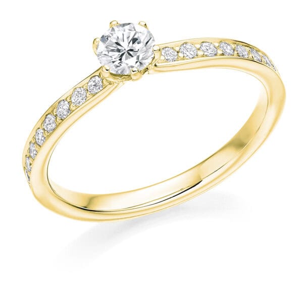 Round Brilliant Solitaire 0.33ct Diamond Engagement Ring with Diamond Set Shoulders - Image 2