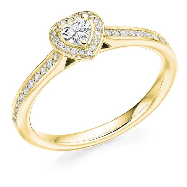 Heart Cut Halo 0.15ct Diamond Engagement Ring with Diamond Set Shoulders - Image 2