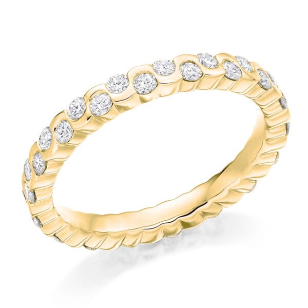 Round Brilliant Diamond Eternity Style Ring, Rubover Set with 100% Diamond Coverage, 2.6mm 1 Carat Total Diamond Weight - Image 2