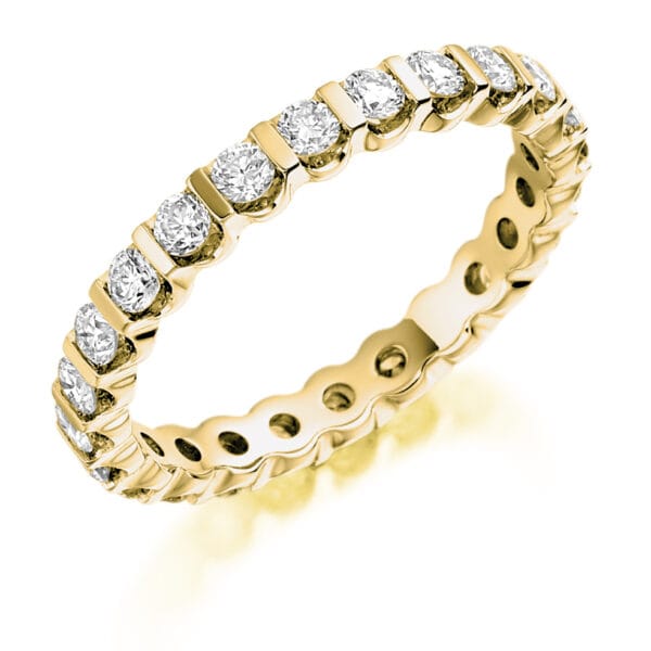 Round Brilliant Diamond Eternity Style Ring, Bar Set with 100% Diamond Coverage, 2.9mm 1 Carat Total Diamond Weight - Image 2