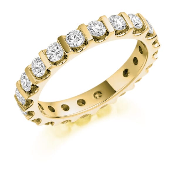 Round Brilliant Diamond Eternity Style Ring, Bar Set with 100% Diamond Coverage, 3.1mm 1.5 Carat Total Diamond Weight - Image 2