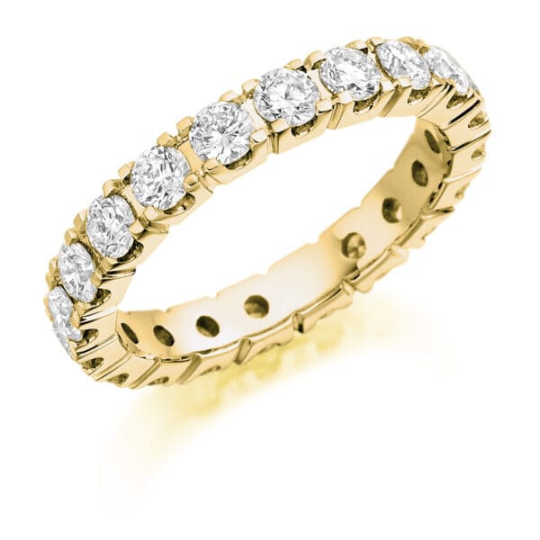 Round Brilliant Diamond Eternity Style Ring, Claw Set with 100% Diamond Coverage, 3.2mm 2 Carat Total Diamond Weight - Image 2