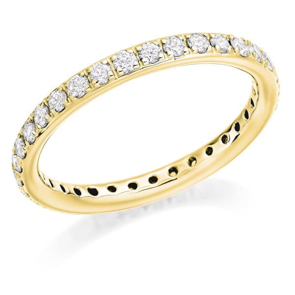 Claw Set, Round Brilliant Diamond Eternity Ring with 100% Diamond Coverage, 2.3 mm Width - Image 2