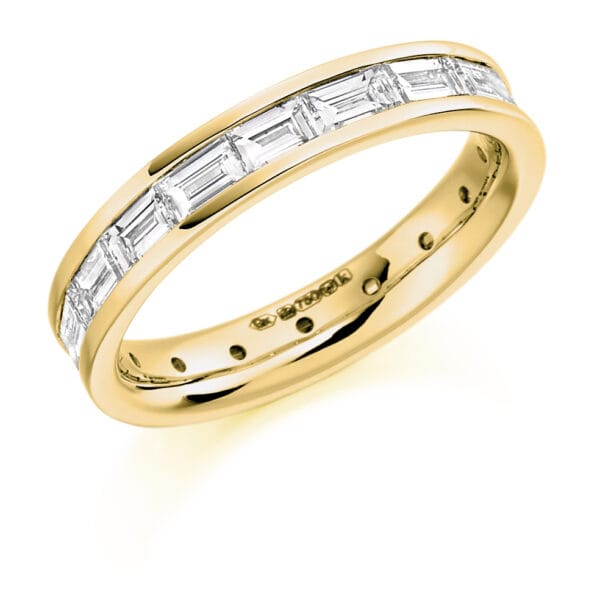 Baguette Cut Diamond Eternity Style Ring, Channel Set with 100% Diamond Coverage, 3.8mm 2 Carat Total Diamond Weight - Image 2