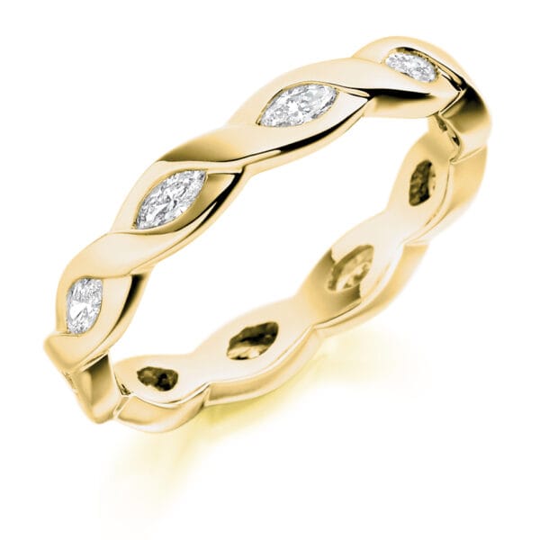 Marquise Cut Diamond Eternity Style Ring, Entwined Rubover Set with 100% Diamond Coverage, 3.5mm 0.6 Carat Total Diamond Weight - Image 2