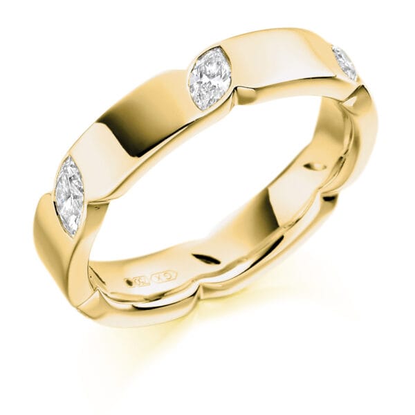Marquise Cut Diamond Eternity Style Ring, Rubover Set with 100% Diamond Coverage, 4.2mm 0.62 Carat Total Diamond Weight - Image 2