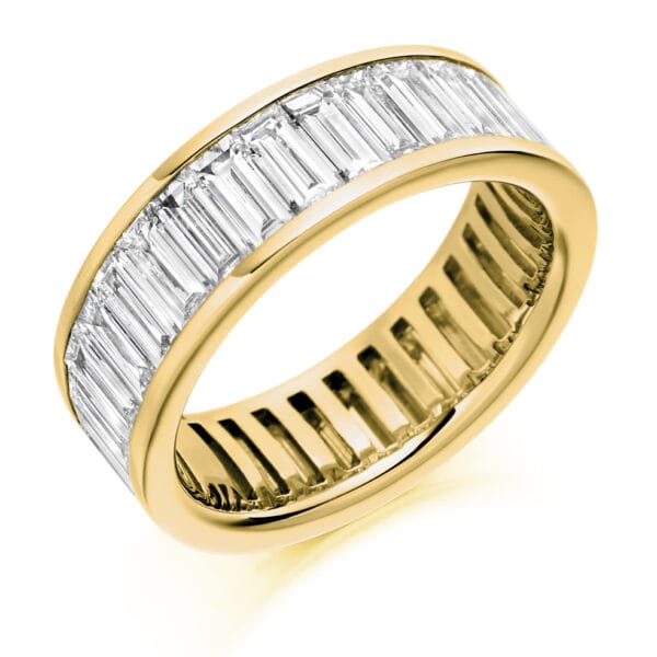 Baguette Cut Diamond Eternity Style Ring, Channel Set with 100% Diamond Coverage, 6.7mm 4.5 Carat Total Diamond Weight - Image 2