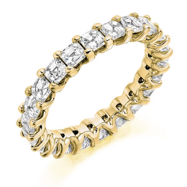 Asscher Cut Diamond Eternity Style Ring, Claw Set with 100% Diamond Coverage, 4.1mm 3 Carat Total Diamond Weight - Image 2