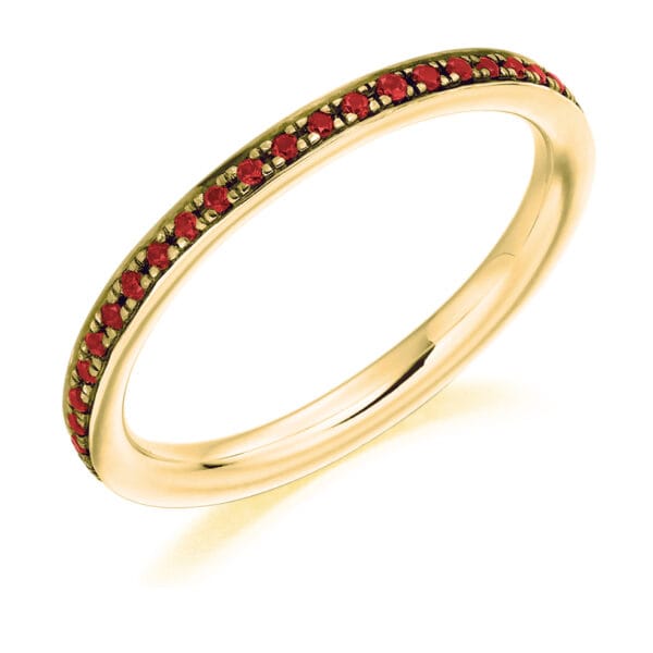 Ruby and Diamond Round Brilliant Grain Set Full Eternity Ring with 100% Diamond Coverage - Image 2