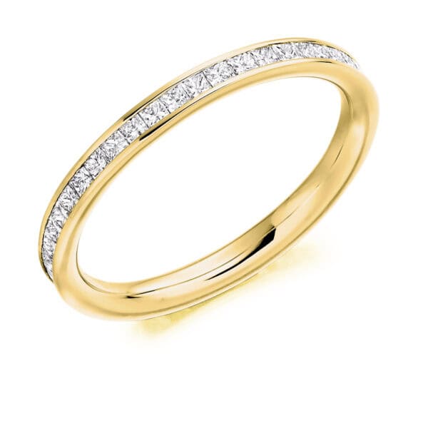 Channel Set, Princess Cut Diamond Eternity Ring with 100% Diamond Coverage, 2.2 mm Width - Image 2