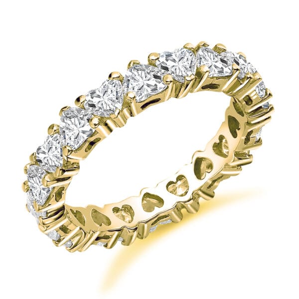 Heart Cut Diamond Eternity Style Ring, Claw Set with 100% Diamond Coverage, 4mm 3 Carat Total Diamond Weight - Image 2
